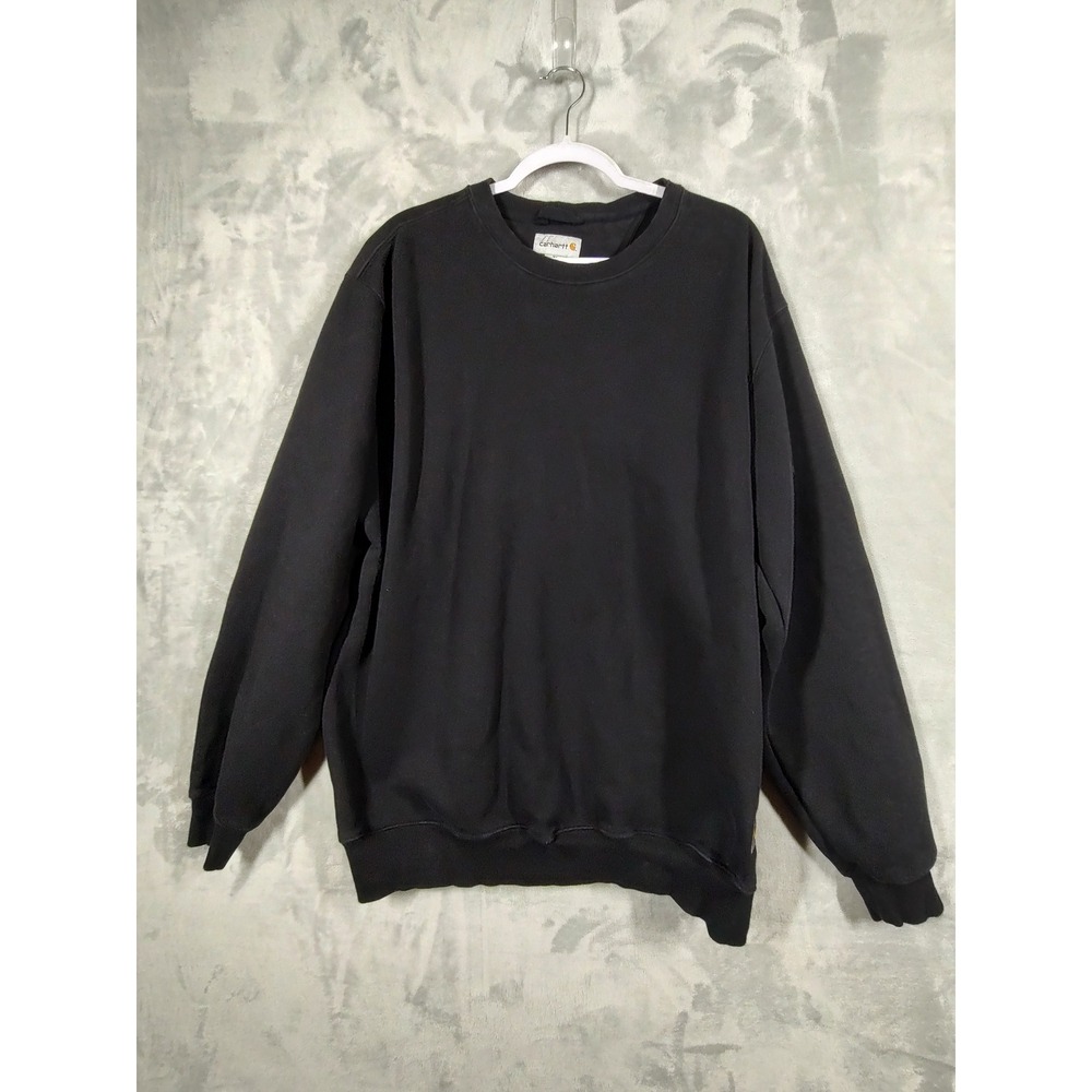 Carhartt Mens XL Black‎ Crewneck Sweatshirt Relaxed Fit Cotton Blend Pullover